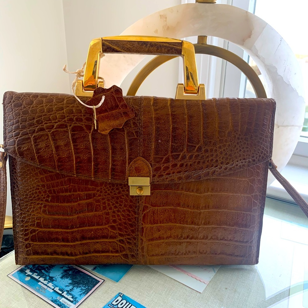 Vintages alligator embossed leather portfolio
